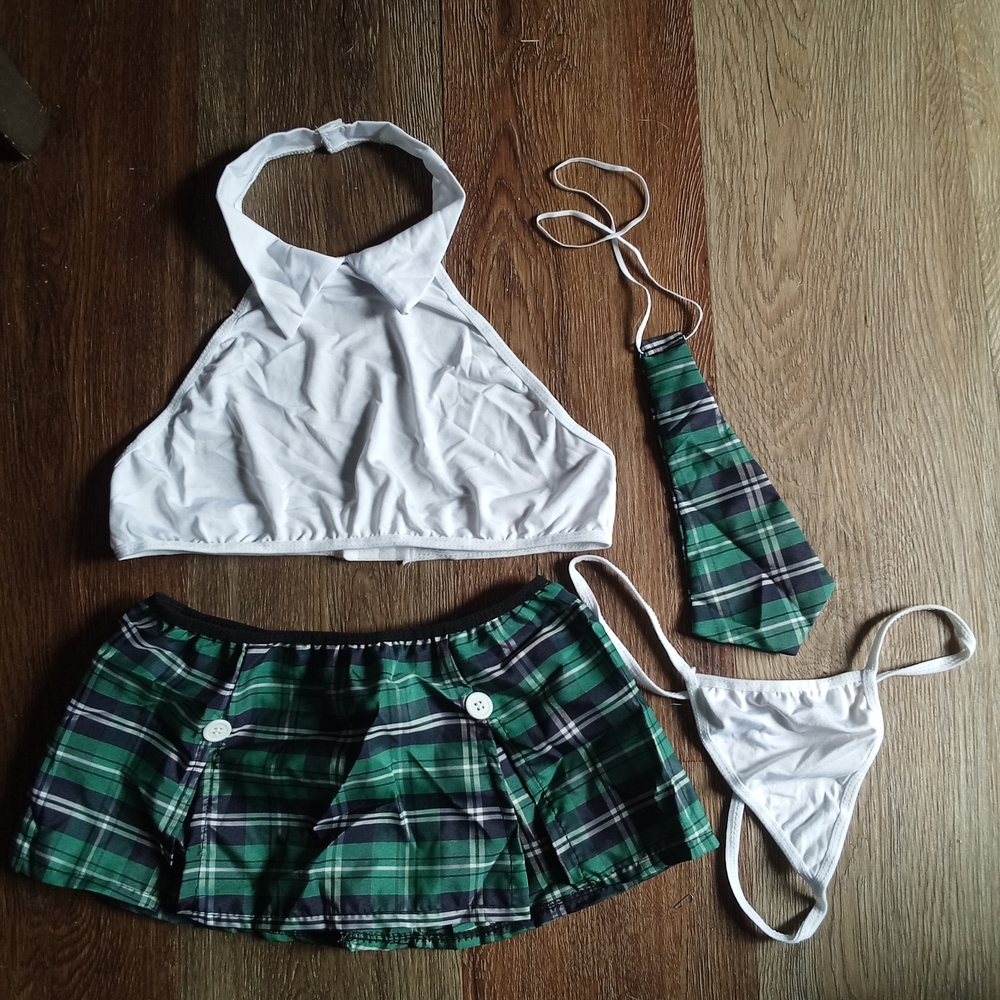 Plaid Halter Top and Skirt School Girl Costume